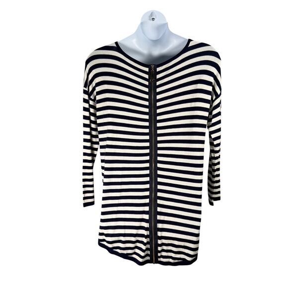 Soft Surroundings Sweater Tunic Womens XL Navy Stripe Knit Back Zip Margulies - Picture 5 of 10